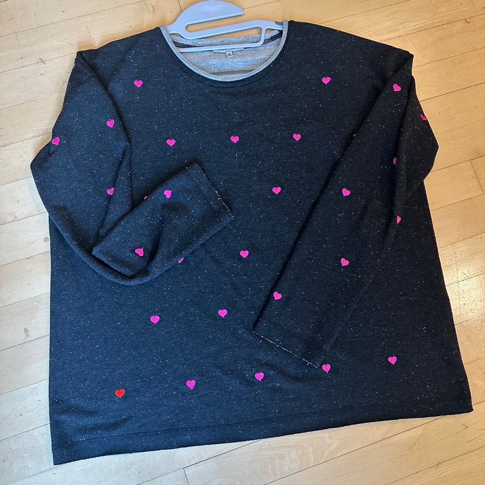 Lisa Todd Black with pink hearts sweater, M, CB2354 - Picture 2 of 4